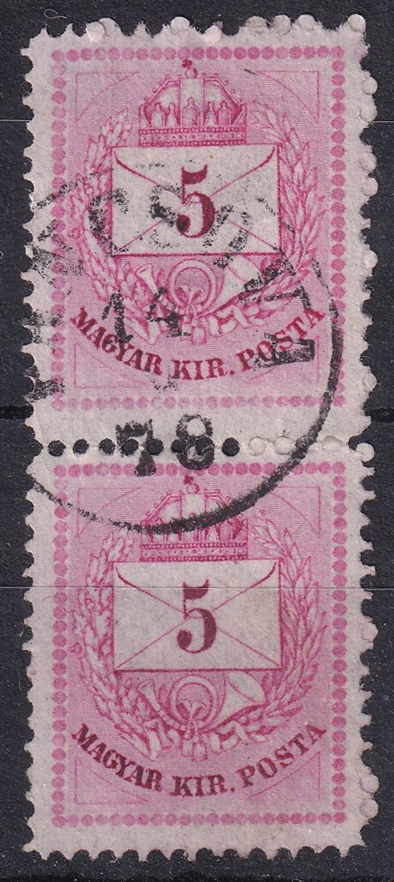 1874. Színesszámú 5 kr pár - PANCSOVA
