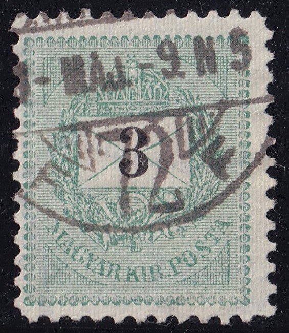 1889. Feketeszámú 3 kr /B/ sorfogazott – katalógus ára jóval alacsonyabb a valós ritkaságához képest!