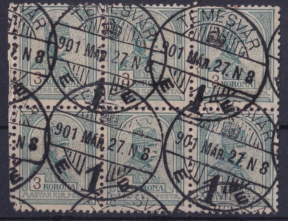1900. Turul 3K, 6-os tömb – TEMESVÁR/1900. márc. 27. forgalmi időben felhasználva!