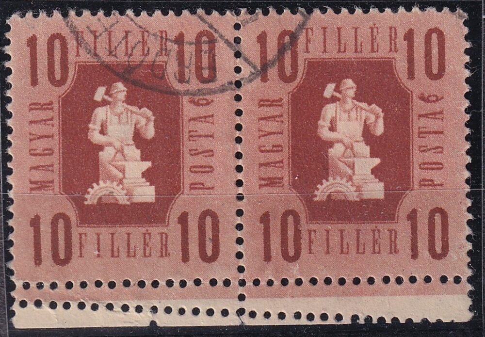 1946. Foroint-fillér 10f - ívbehajlás miatt kettős fogazással, párban