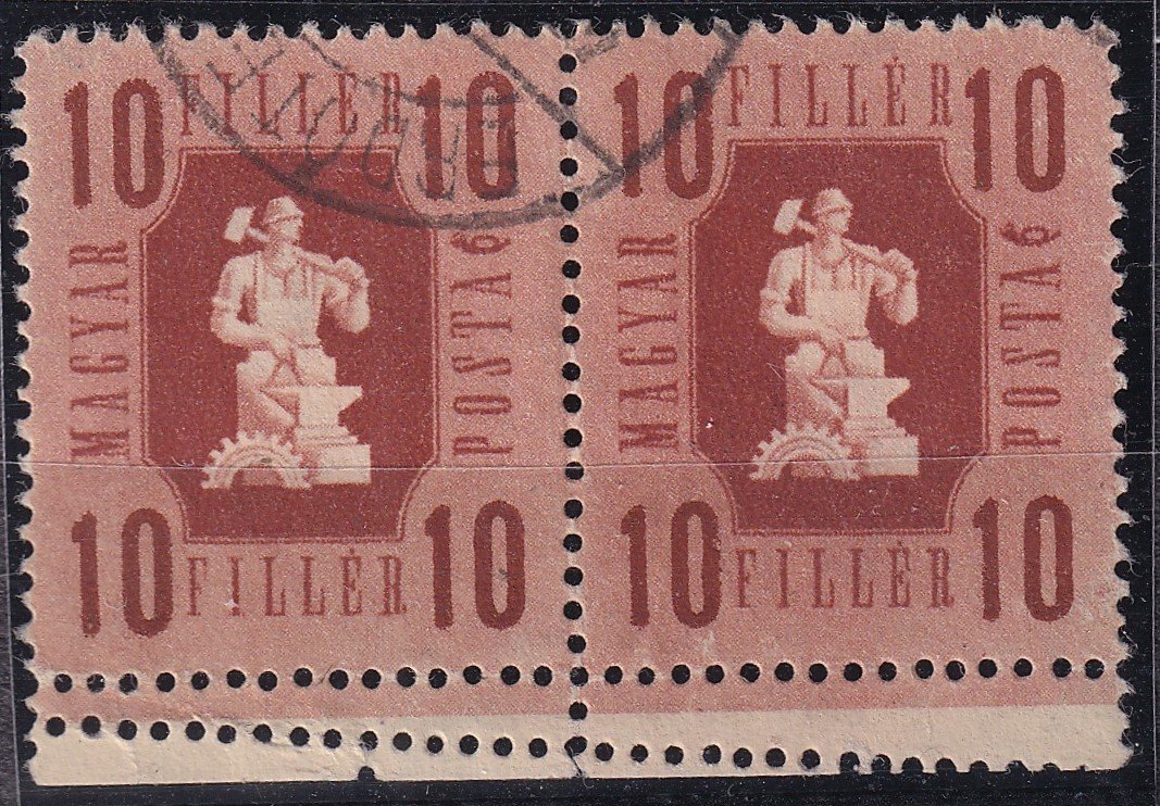 IMG_20251006_0004.1 1946. Foroint-fillér 10f - ívbehajlás miatt kettős fogazással, párban