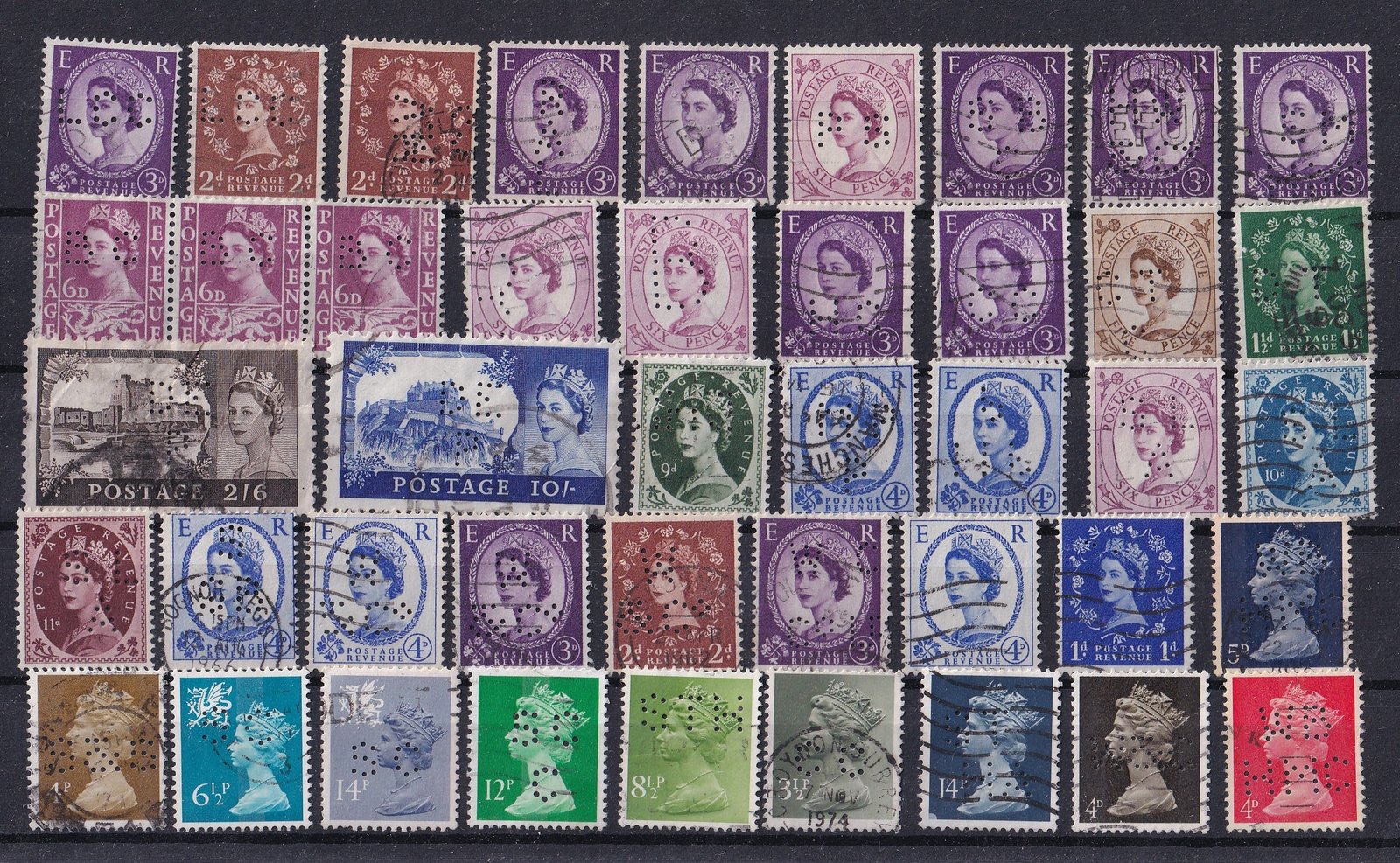 Nagy Britannia - forgalmi perfin bélyegek