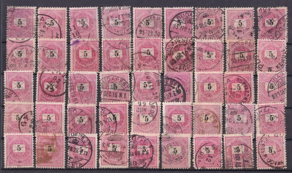 Feketeszámú 5 krajcáros összeállítás, többféle érdekességgel