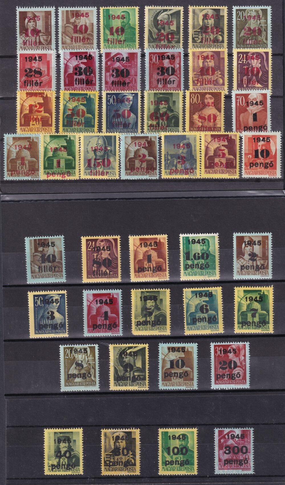 1945. Kisegítő bélyegek sor - a kiadás összes darabja postatisztán!