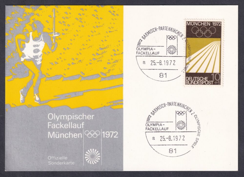 1972-es müncheni olimpiai láng útja - alkalmi levelezőlap
