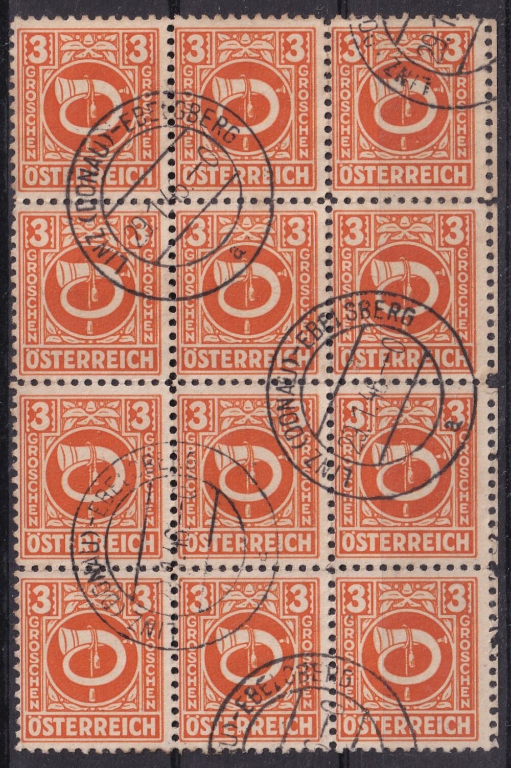 1945. Ausztria 3 g 12-es használt tömb