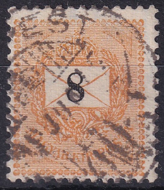 1898. 8 kr, jobbra dőlő korona, vízjellel