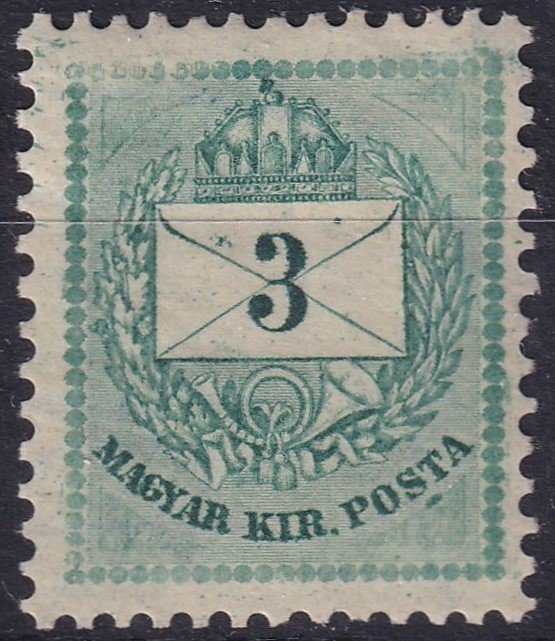 1881. II. 3kr /E/ lemez kitörés az "S" alatt