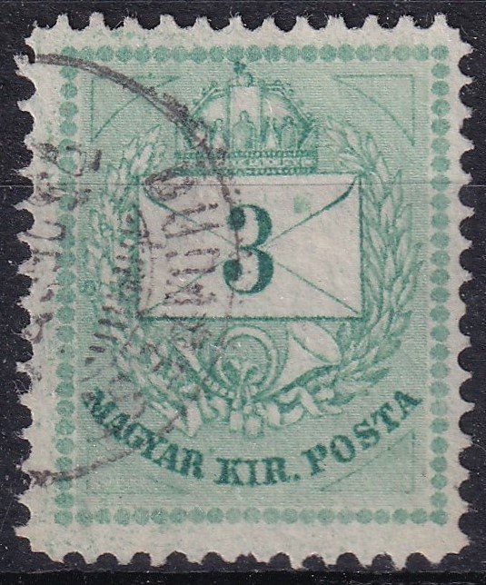 1874. 3 ke 12,1/2x13-as szabályos-vegyes fogazással - festék folt!