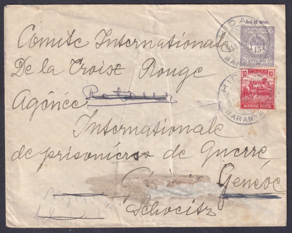 1918. Svájcba feladott levél