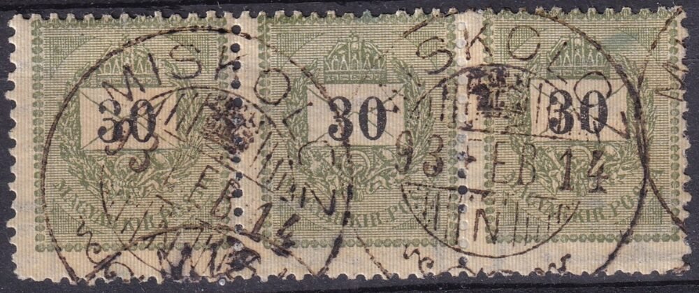 1889. 30 kr 3-as csík - elcsúszott fogazással