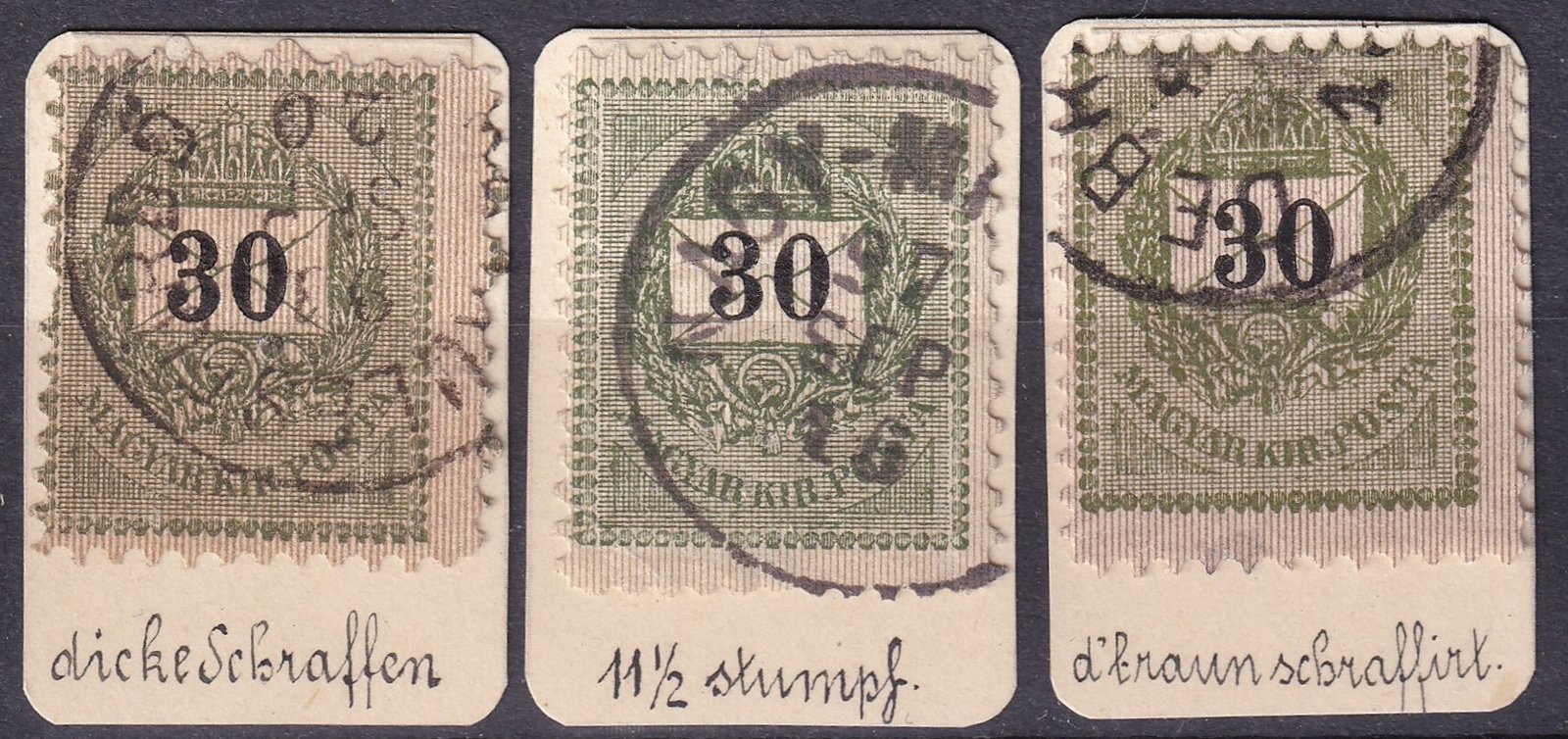 3 db Feketeszámú 30 kr eltérő alapvonal változatokkal