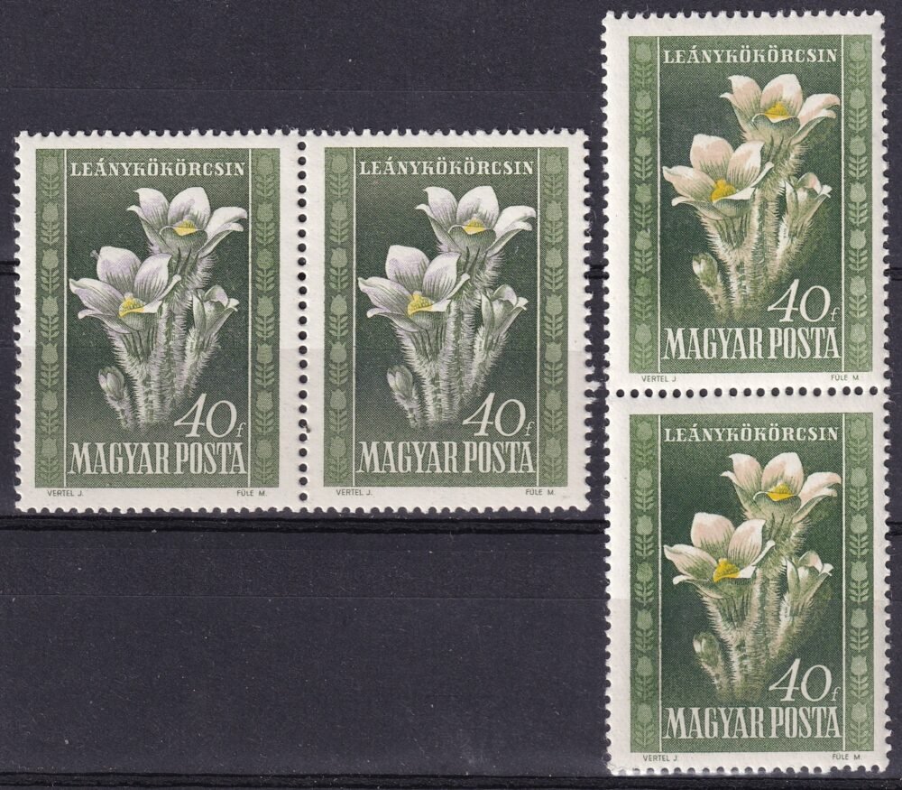 1950. Virág 40 f, I-II. nyomás párokban