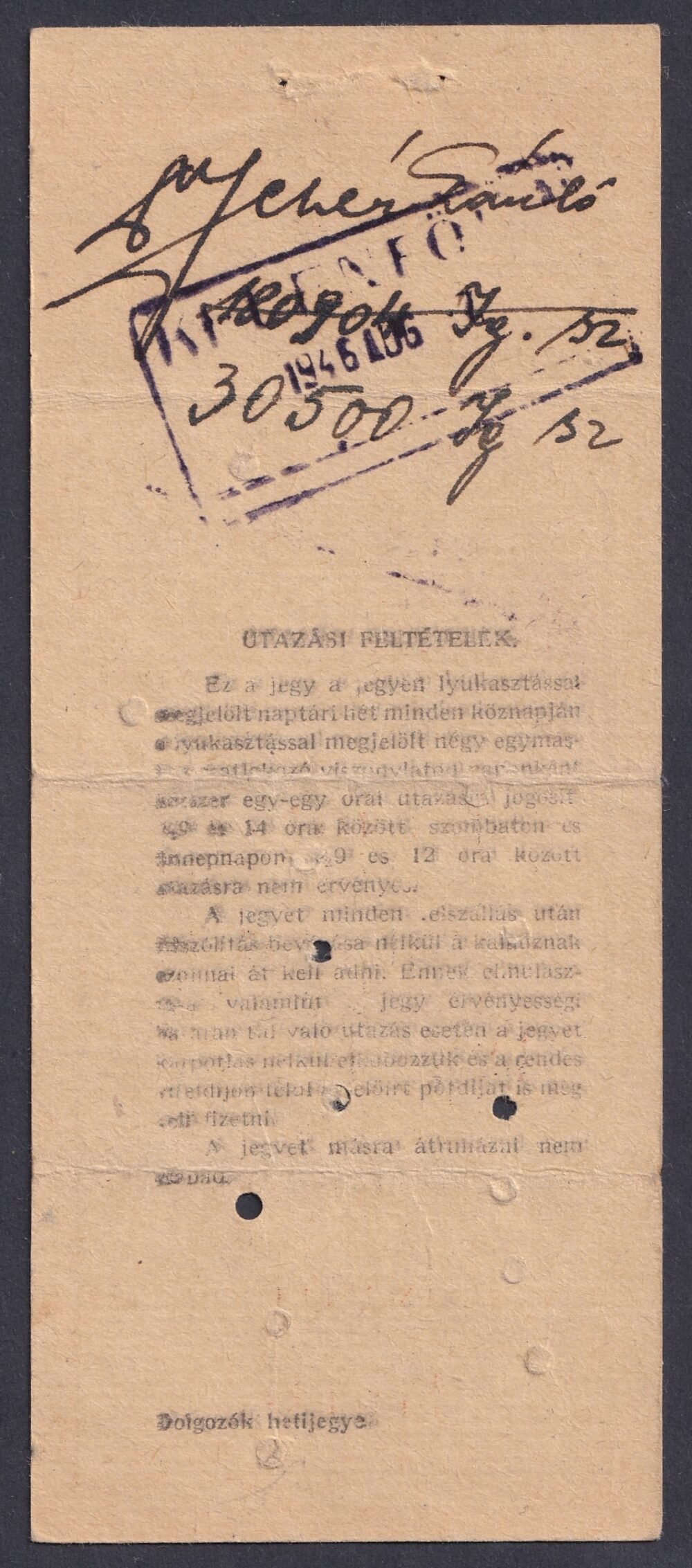 BSZKRT - Dolgozók Hetijegye