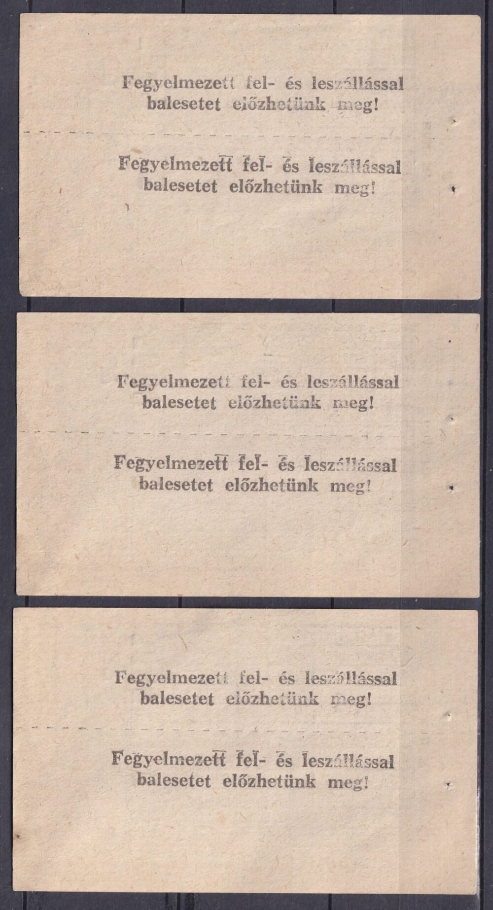 BHÉV - Teljesárú menetjegy  3 db használatlan sorszámkövető