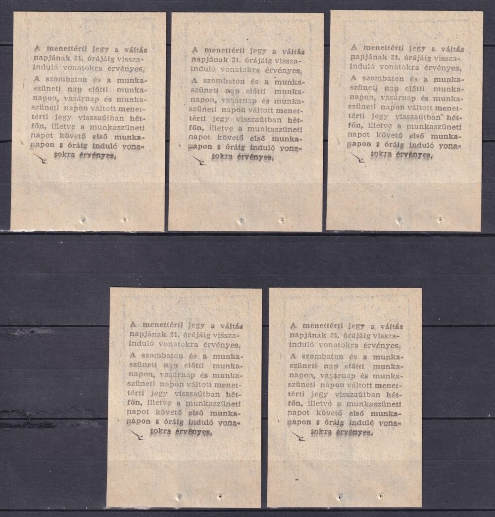 BHÉV – Menettérti jegy - 5 db használatlan sorszámkövető