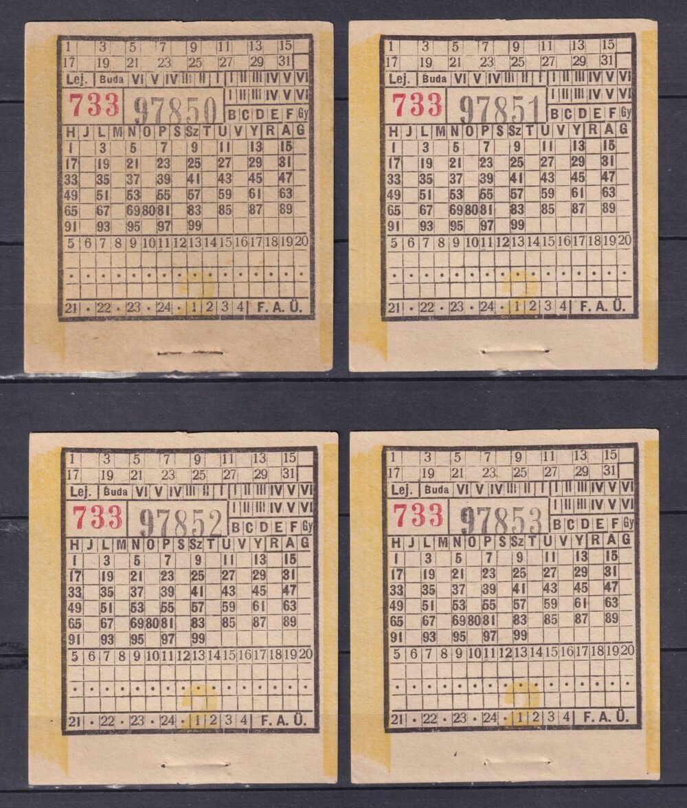 FAÜ Autóbusz átszállótjegy 4 db használatlan sorszámkövető