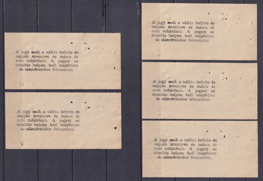 Nagycsarnok (Vámház körúti Vásárcsarnok) 5 db sorszámkövető helyjegy - 1980-as évekből