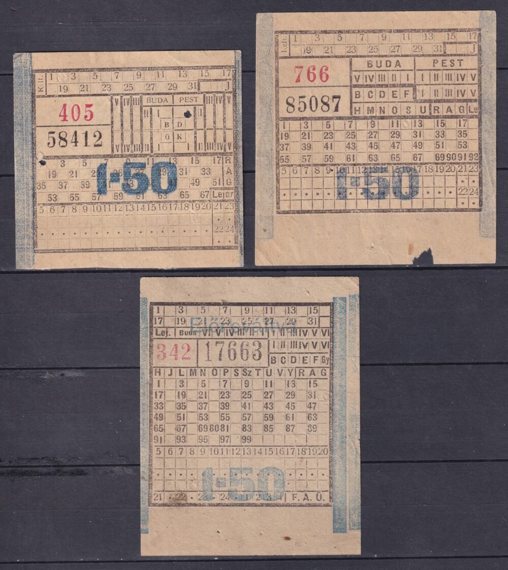 FAÜ 3 db eltérő típusú Átszálló jegy