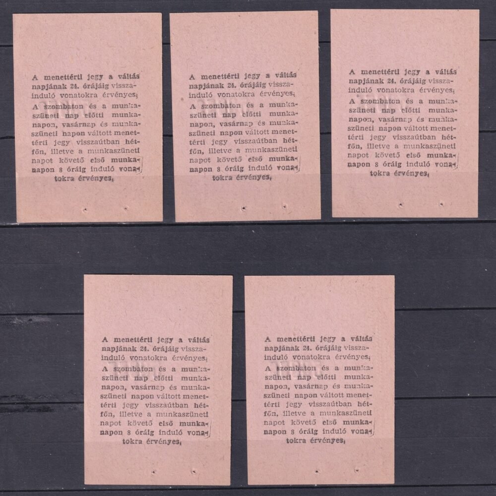 BHÉV 5 db – sorszámkövető használatlan – Menettérti jegy 11-15 km