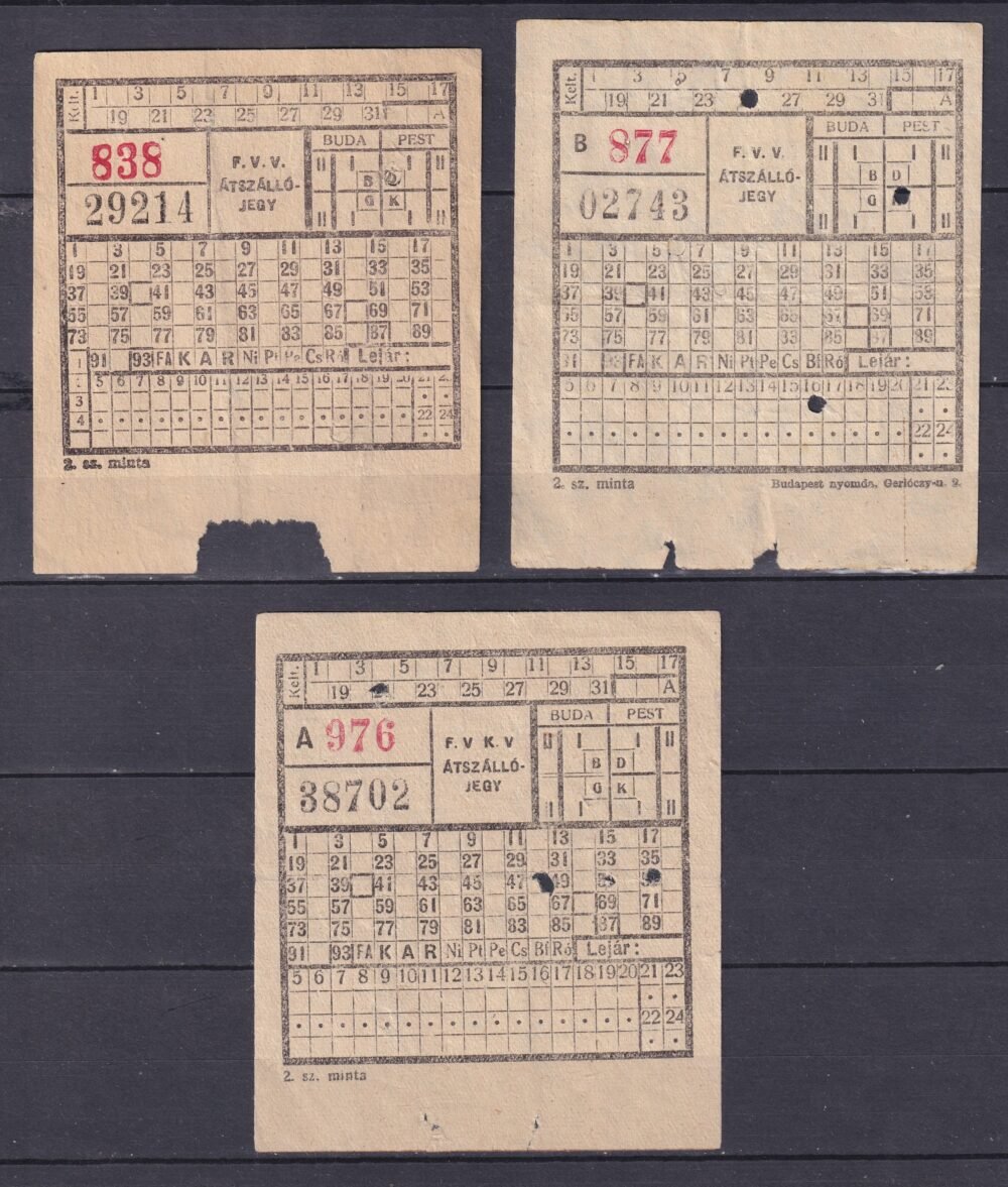 3 db FVV - Átszálló jegy eltérő sorszám típusok