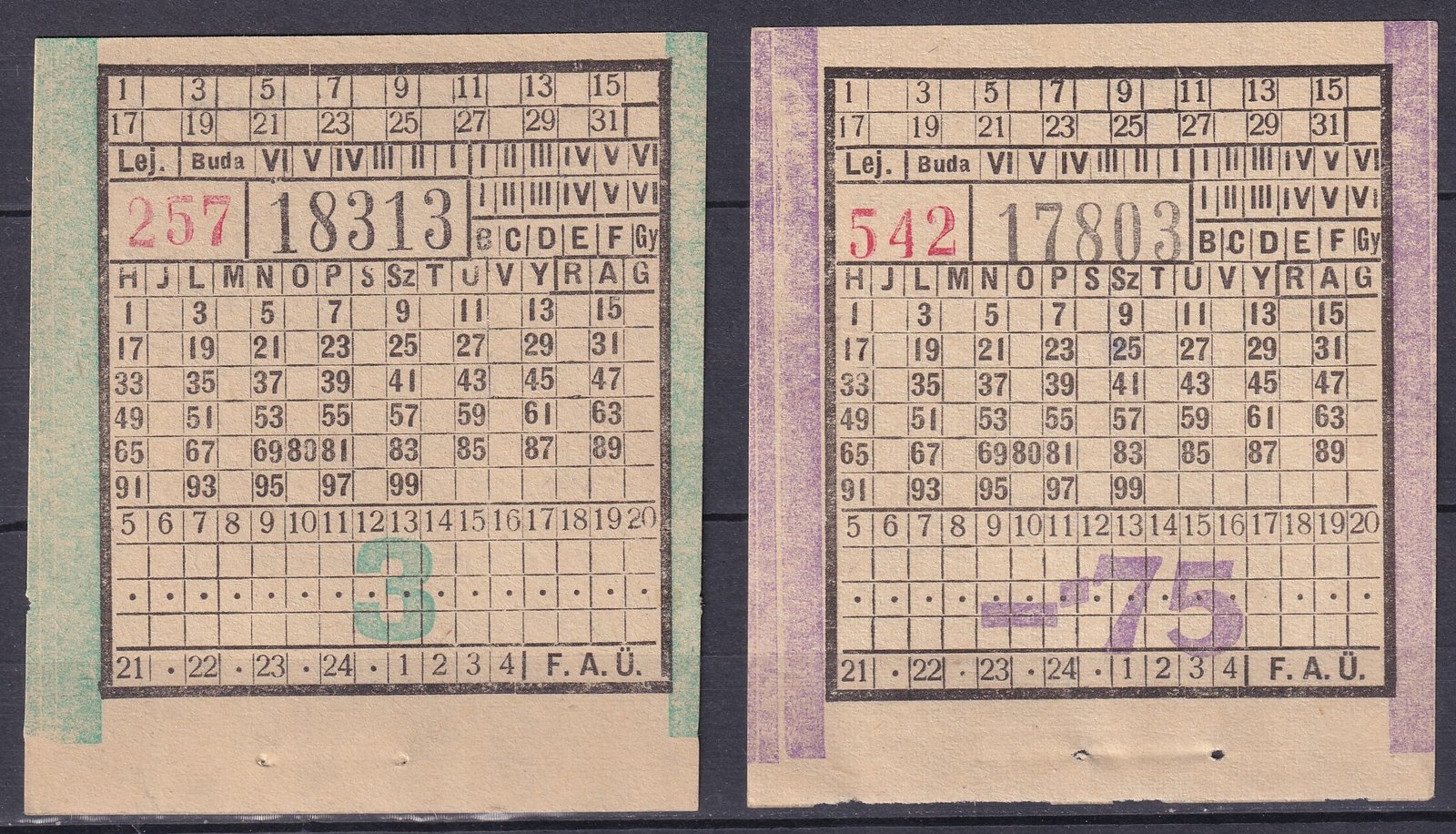 2 db FAÜ használatlan jegy - ritkább típusok!