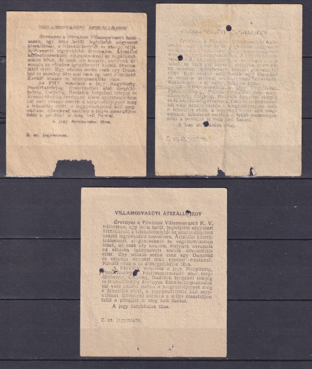 3 db FVV - Átszálló jegy eltérő sorszám típusok