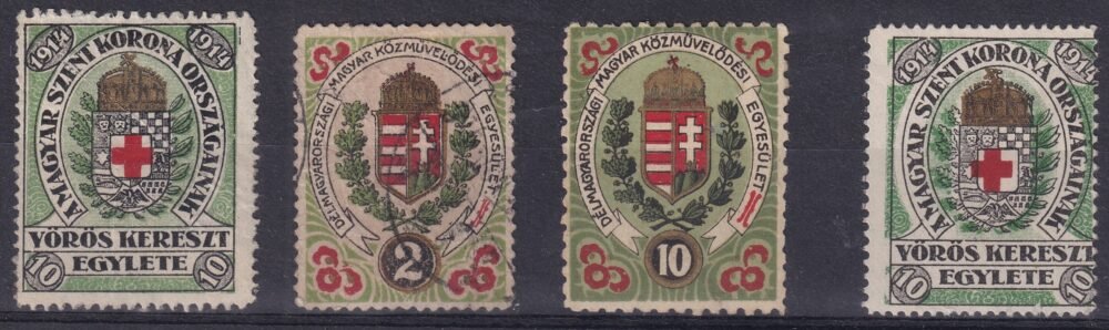 Magyar Szent Korona Országainak Vörös Kereszt Egylete - 4 db - egyiken elcsúszott fázis nyomat