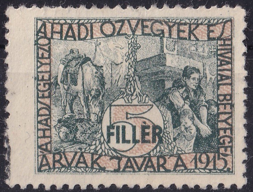1915. A hadi özvegyek és árvák javára - segély bélyeg