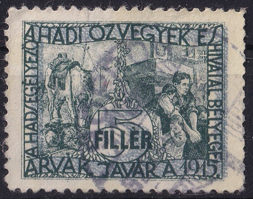 A HADI ÖZVEGYEK ÉS ÁRVÁK JAVÁRA 1915 - levélzáró bélyeg