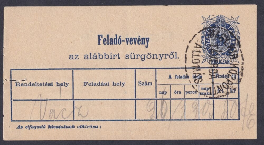 Vácz Távírda Feladóvény – kiállítási minőségben