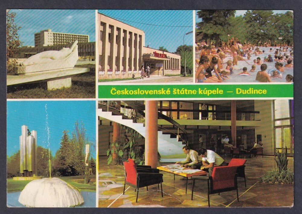 1975. Magyar 2 Ft bélyeggel Csehszlovákiában (Dudince) feladott képeslap Ausztriába, érvénytelen bélyegzés miatt Nachgebühr 10 Gr, filatéliai érdekesség és postai szabálytalanság.