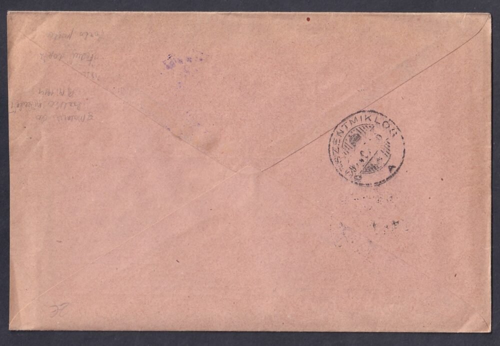 1914. Malaczka, Búcsúszentpéterre feladott portó mentes ajánlott levél, tartalommal