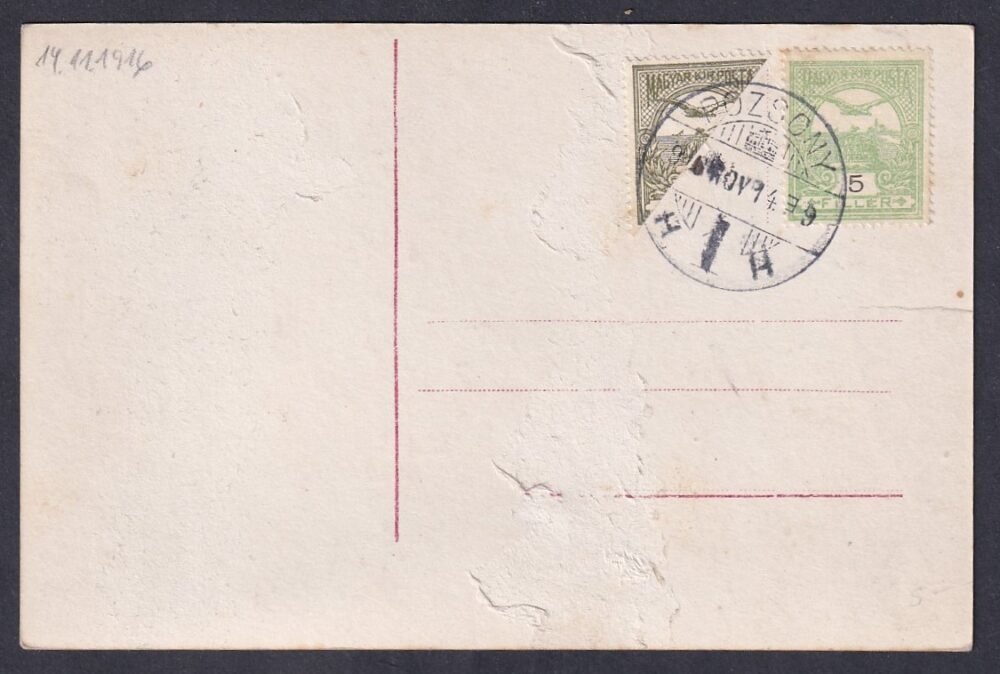 Filatelista szellemű próbálkozás, igazi korabeli érdekesség, ritka képeslapon