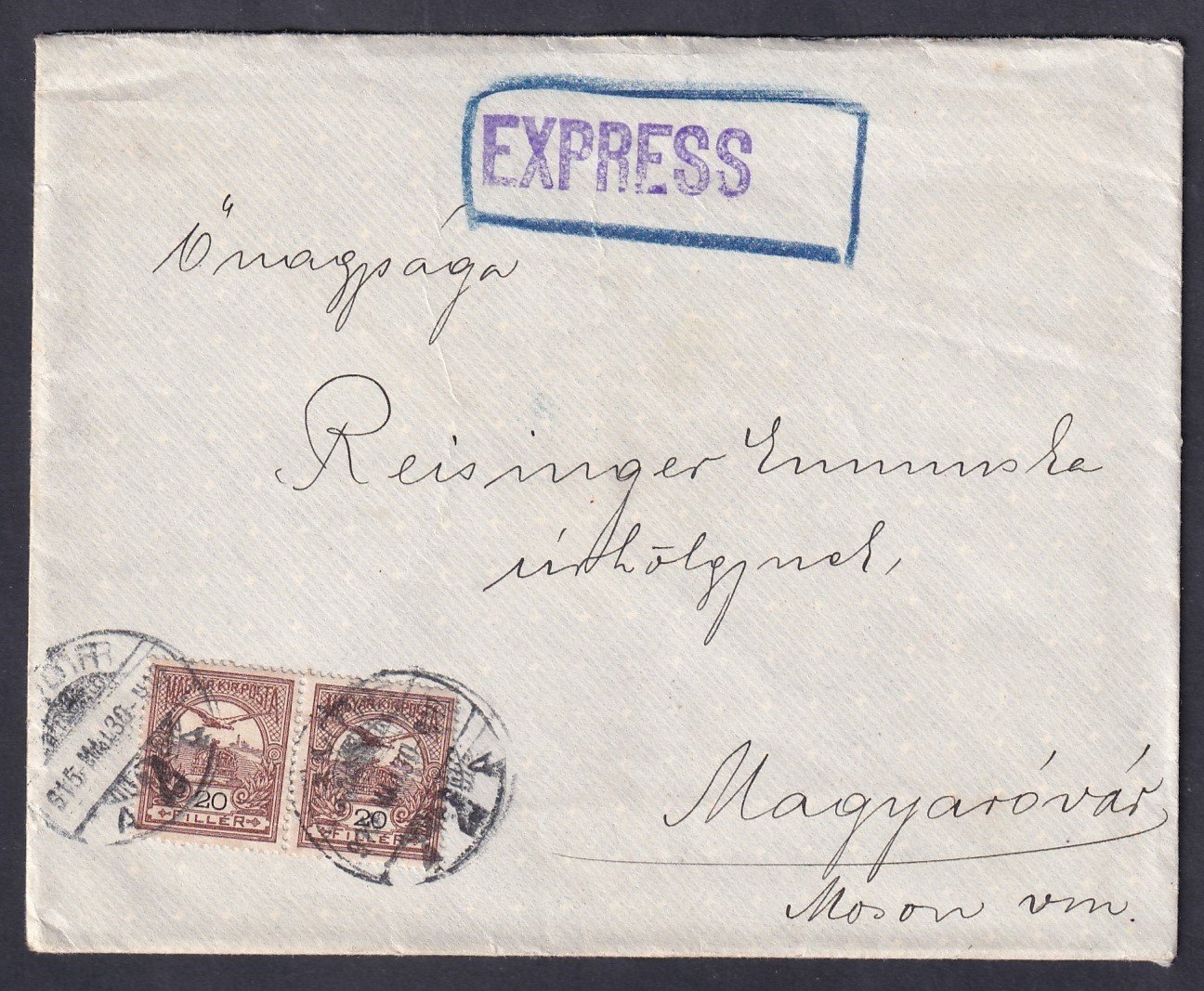 1915. Győr, Magyaróvárra feladott expressz levél, tartalommal - expressz bélyegzéssel!