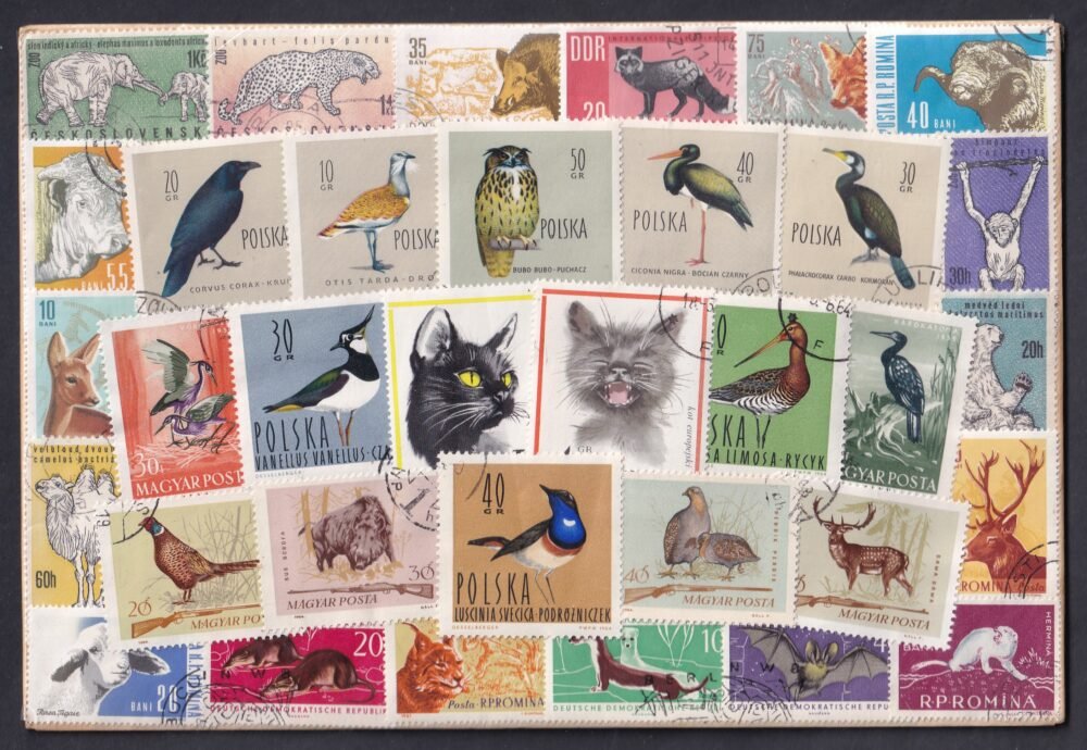 50 db állatos bélyeg, eredeti '80-as évekből származó csomagolásban