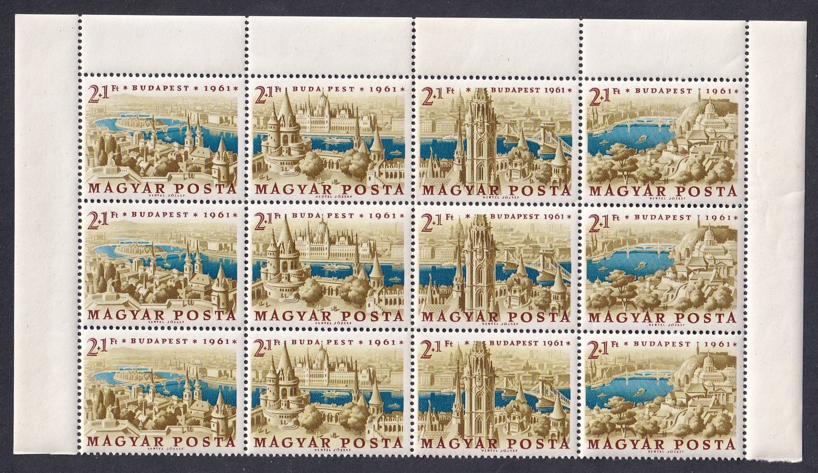 1961. Bélyegnap - Budapest Panoráma - 3 db sor
