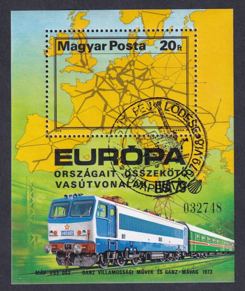 1879. Európai vasút blokk alkalmi bélyegzéssel