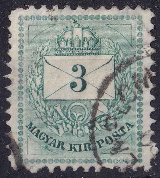 1874. 3 kr kopot lemez nyoma a bal alsó sarokban+ kisebb lemez kitörés az "YA"-alatt (ismétlődő hiba)