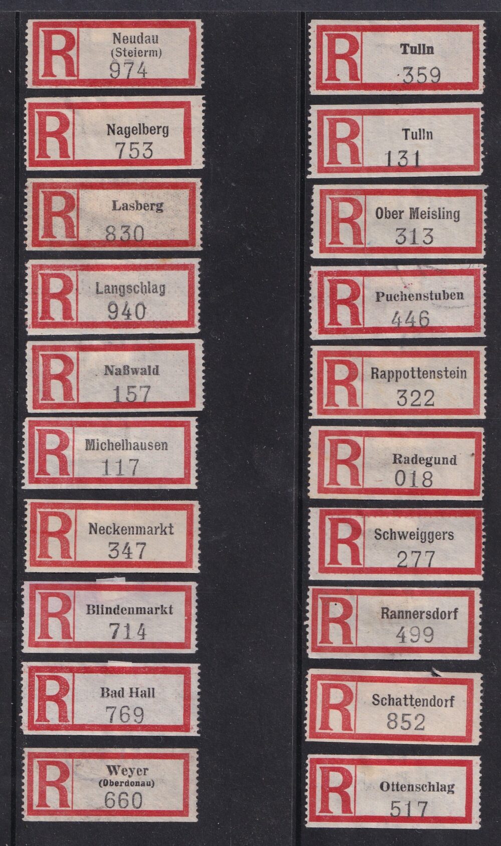 Deutsches Reich ajánlási ragjegyek