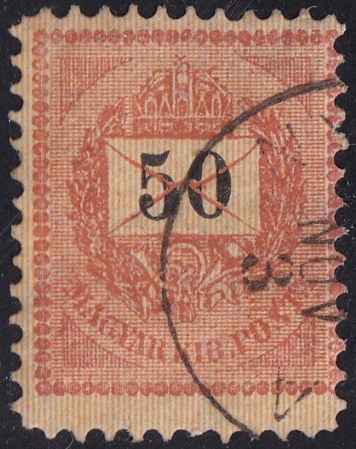 1889. 50 kr /B/ - keskenyre fogazva (19 mm)