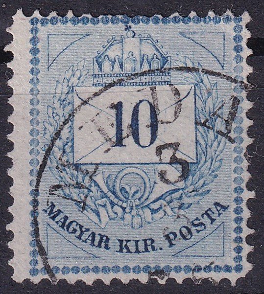 1874. 10kr, durva gyöngyjavítással