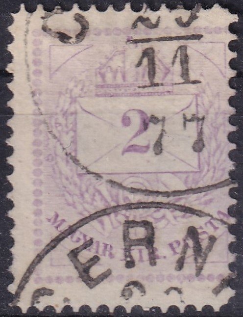 1874. 2kr - keskenyre és magasra fogazva (19x25,5 mm)