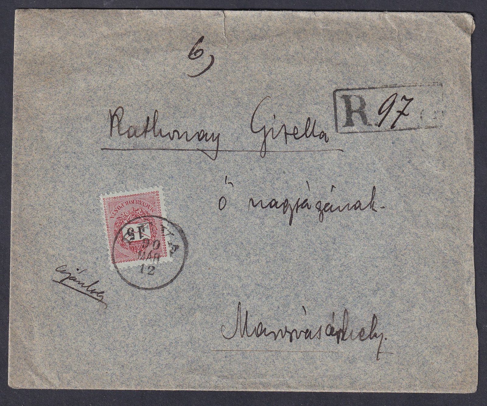 1890. Déva, Marosvásárhelyre feladott ajánlott levél