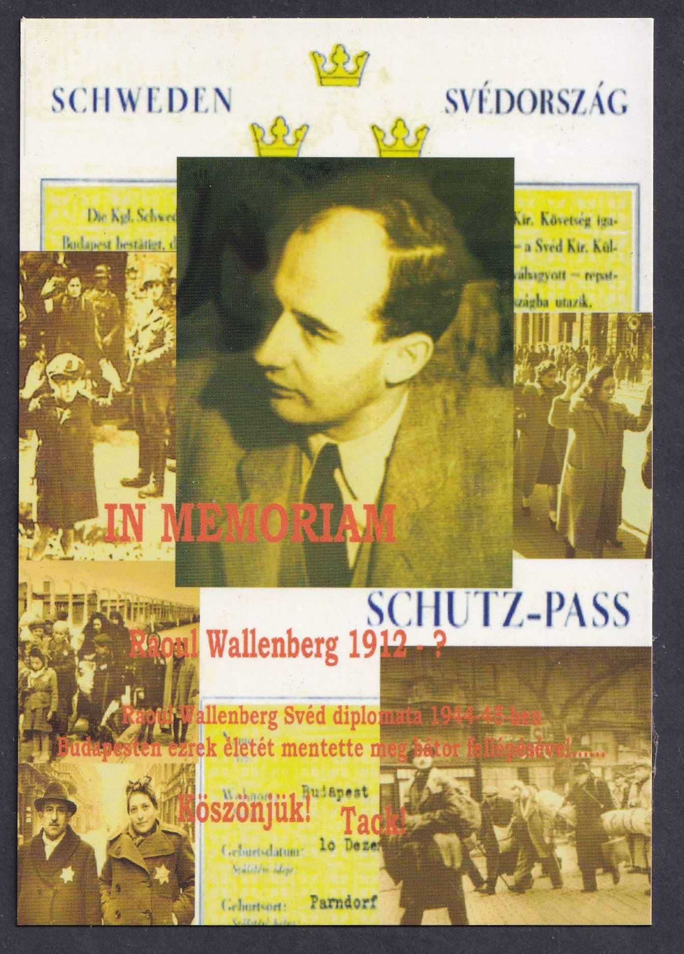 In memoriam Raoul Wallenberg képeslap