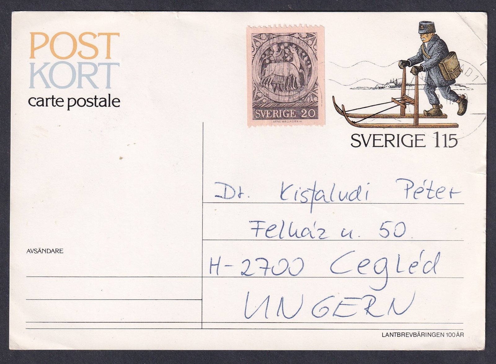 1979. Svédország rutkább díjjegyes Magyarországra feladott levelezőlap