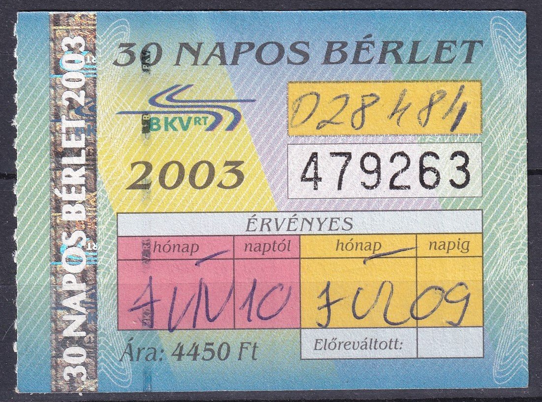 2003. BKV - 30 napos bérlet