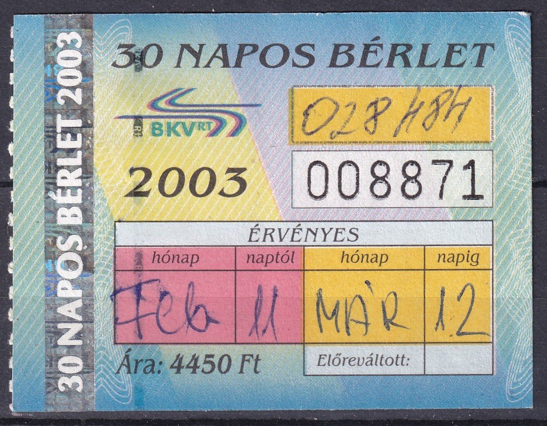 2003. BKV – 30 napos bérlet