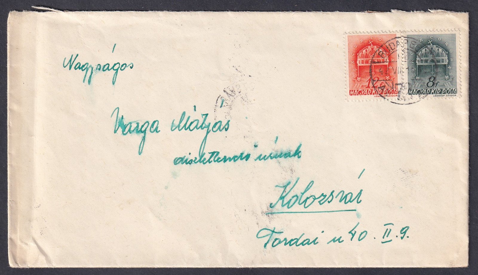 1942. Budapest, Kolozsvárra feladott levél