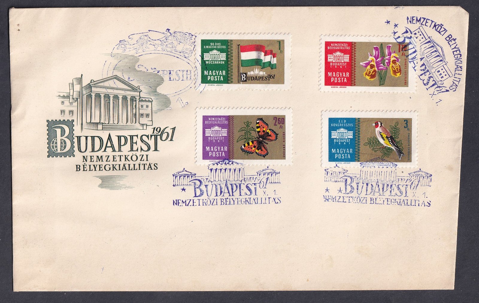 1961. Nemzetközi bélyeg kiállítás sor + kisív sor FDC